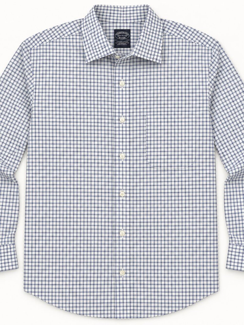Brooks Brothers Blue Windowpane Shirt 18.5 34/35